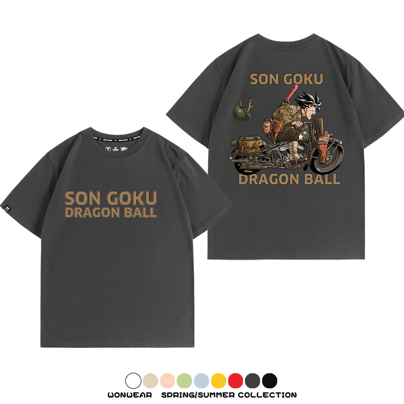 七龍珠日系動漫聯動機車鈴木悟空潮牌周邊短袖純棉寬鬆夏季男T恤