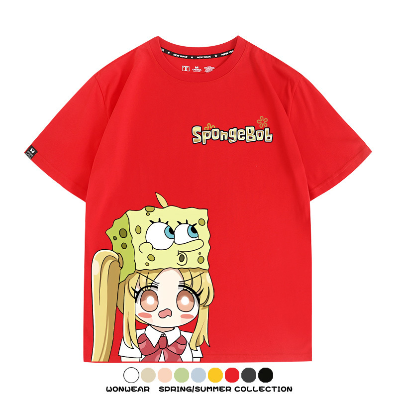 海綿寶寶x孤獨搖滾聯名 親子情侶寬鬆短袖T
