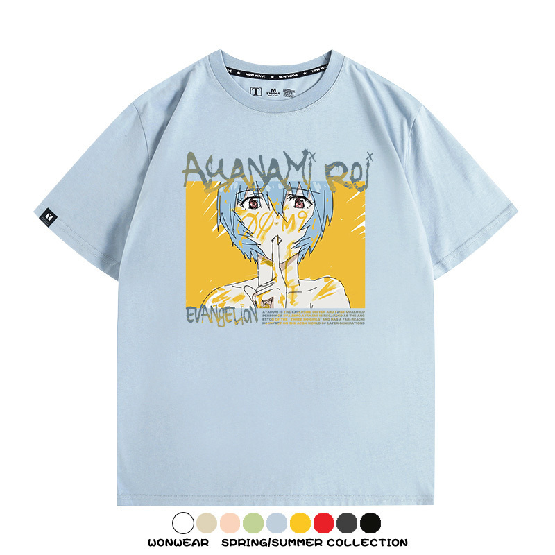新世紀福音戰士EVA綾波麗明日香褚熏日系潮牌動漫青少年夏純棉T恤