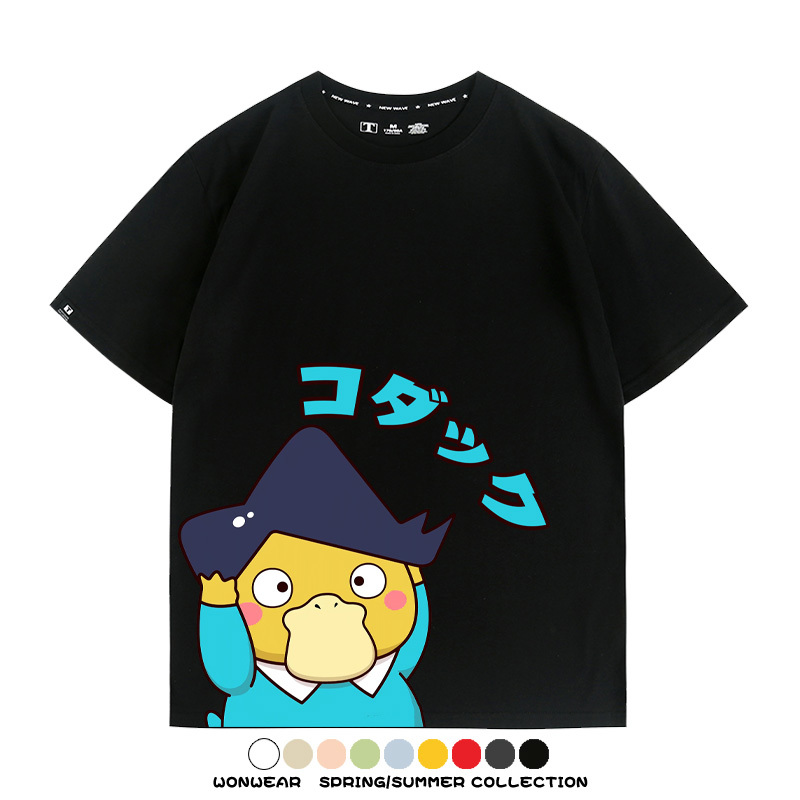 可達鴨cos蠟筆小新純棉t恤衫聯名卡通情侶裝周邊休閑短袖上衣服男