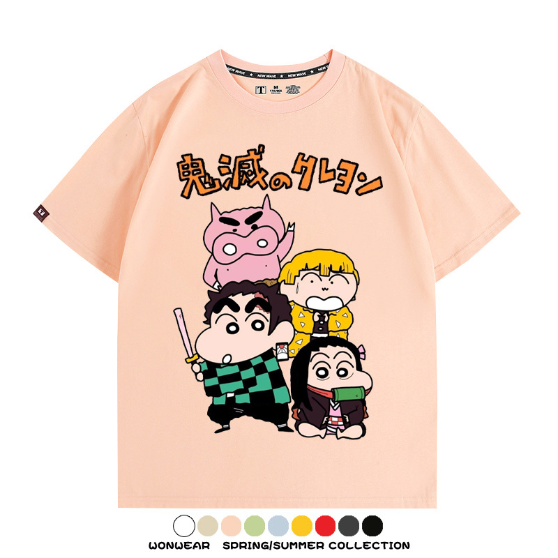 鬼滅之刃蠟筆小新聯名動漫周邊短袖T恤