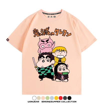 鬼滅之刃蠟筆小新聯名動漫周邊短袖T恤