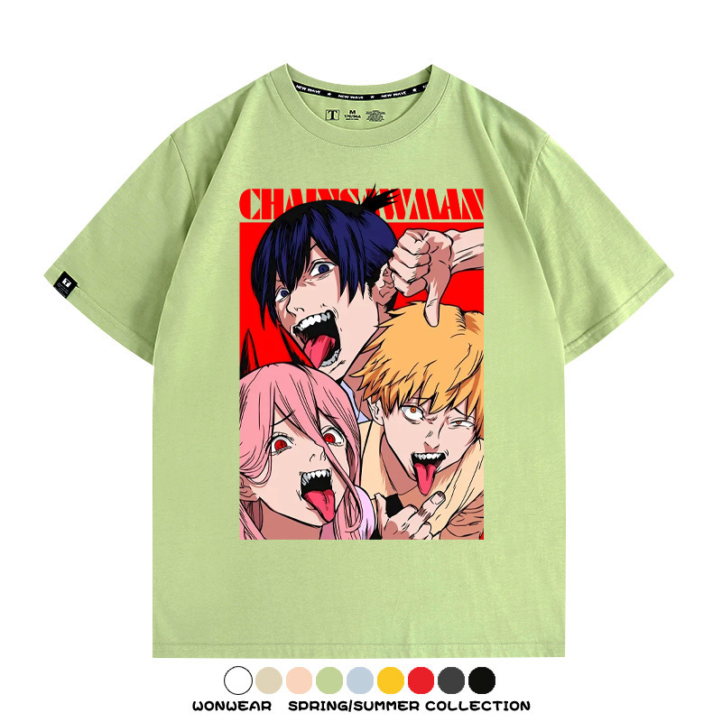 鏈鋸人電次帕瓦動漫聯名 親子情侶裝寬鬆短袖T