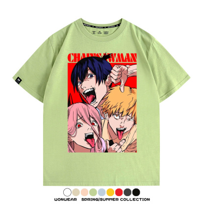 鏈鋸人電次帕瓦動漫聯名 親子情侶裝寬鬆短袖T