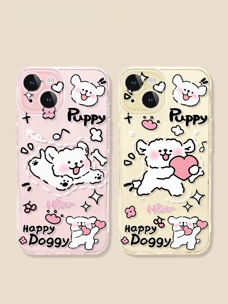 蘋果 系列線條小狗 透明防摔軟殼