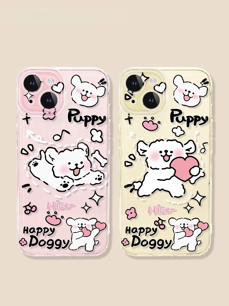 蘋果 系列線條小狗 透明防摔軟殼