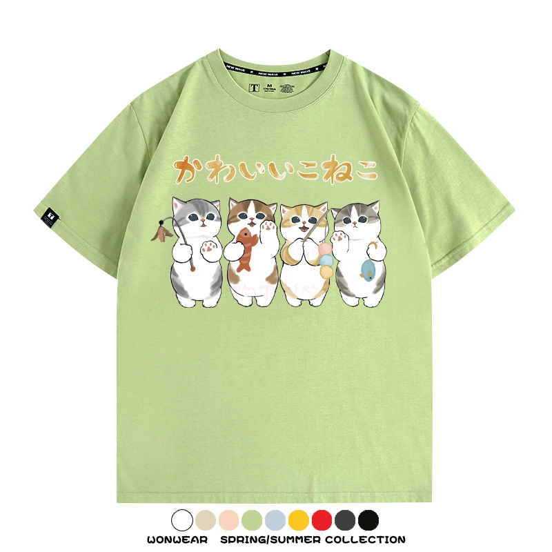 可愛貓貓鏟屎官 親子情侶裝寬鬆短袖T