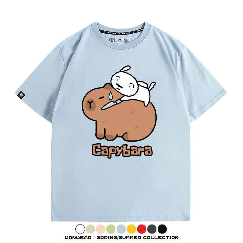 蠟筆小新卡皮巴拉水豚 親子情侶裝寬鬆短袖T