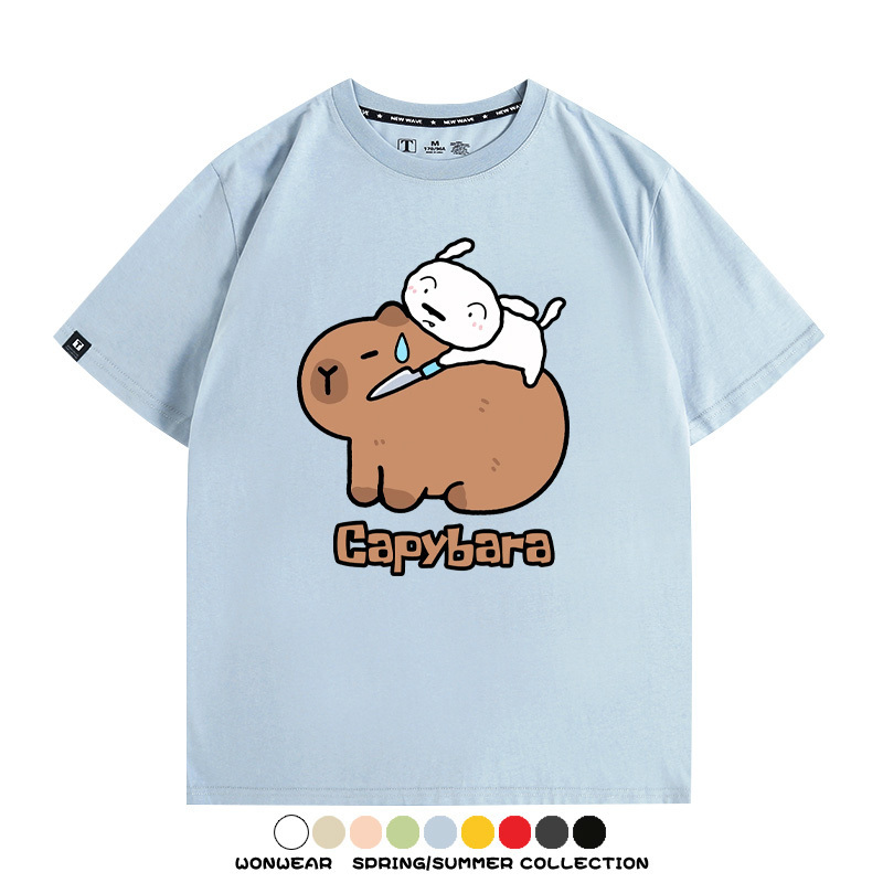 蠟筆小新卡皮巴拉水豚 親子情侶裝寬鬆短袖T