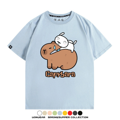 蠟筆小新卡皮巴拉水豚 親子情侶裝寬鬆短袖T