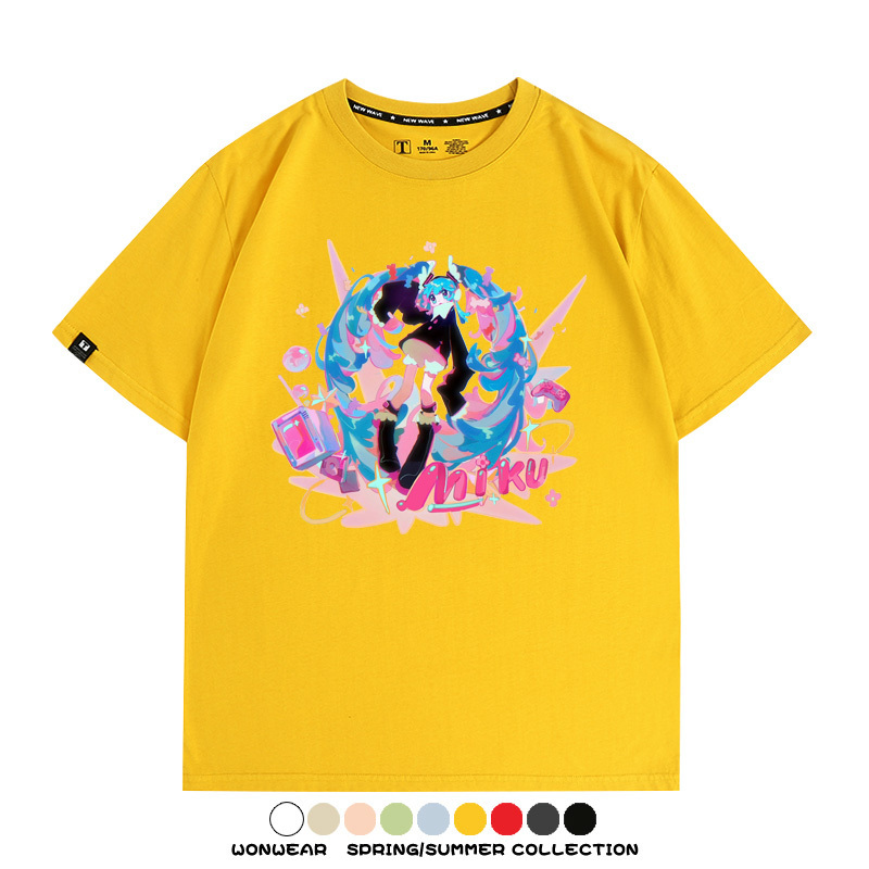 寶可夢歌姬美洛耶塔聯動MIKU初音未來周邊短袖T恤衫夏季純棉上衣寬鬆