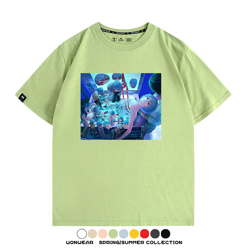 新世紀福音戰士EVA藝術插畫潮牌印花T恤夏季男潮純棉短袖寬鬆上衣