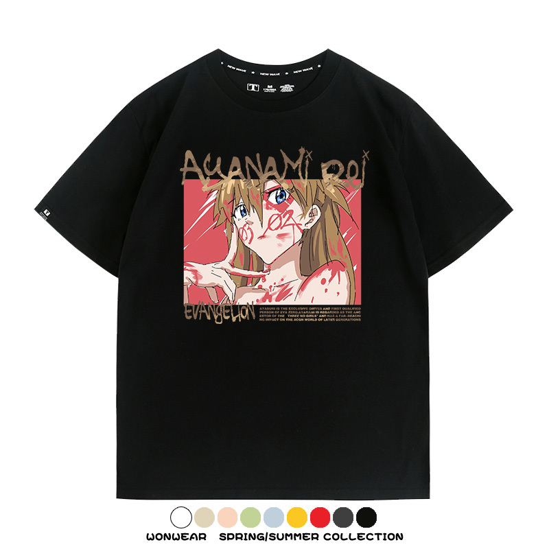 新世紀福音戰士EVA綾波麗明日香褚熏日系潮牌動漫青少年夏純棉T恤