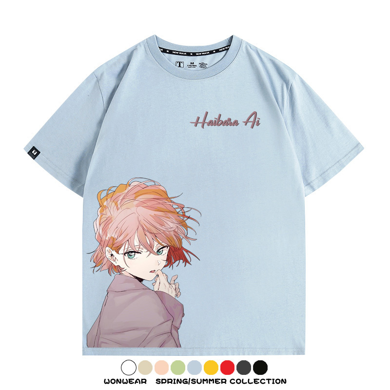 名偵探柯南灰原哀小蘭潮牌情侶原畫聯動周邊短袖夏季純棉T恤寬鬆
