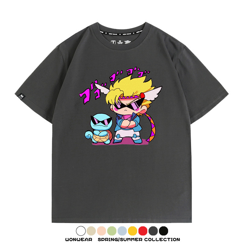 JOJO的奇妙冒險聯名寶可夢西撒傑尼龜T恤衫夏季情侶純棉短袖學生