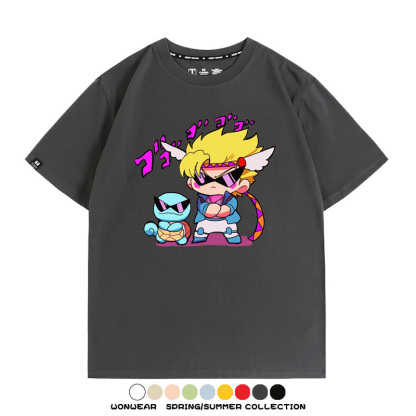 JOJO的奇妙冒險聯名寶可夢西撒傑尼龜T恤衫夏季情侶純棉短袖學生