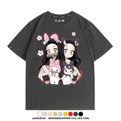鬼滅之刃聯名三麗鷗 親子情侶裝寬鬆短袖T