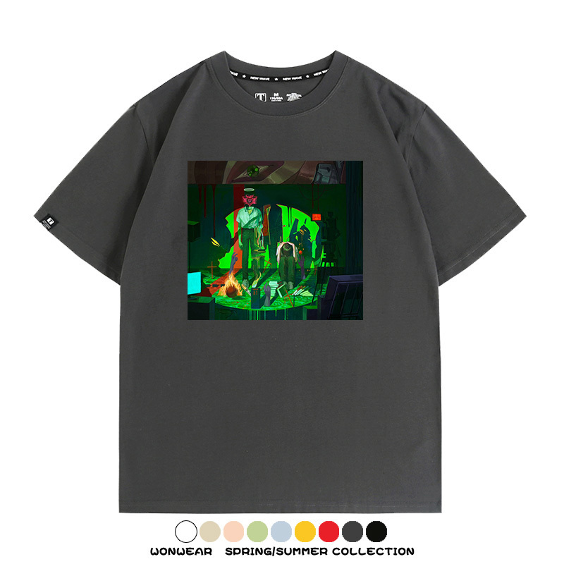 新世紀福音戰士EVA藝術插畫潮牌印花T恤夏季男潮純棉短袖寬鬆上衣