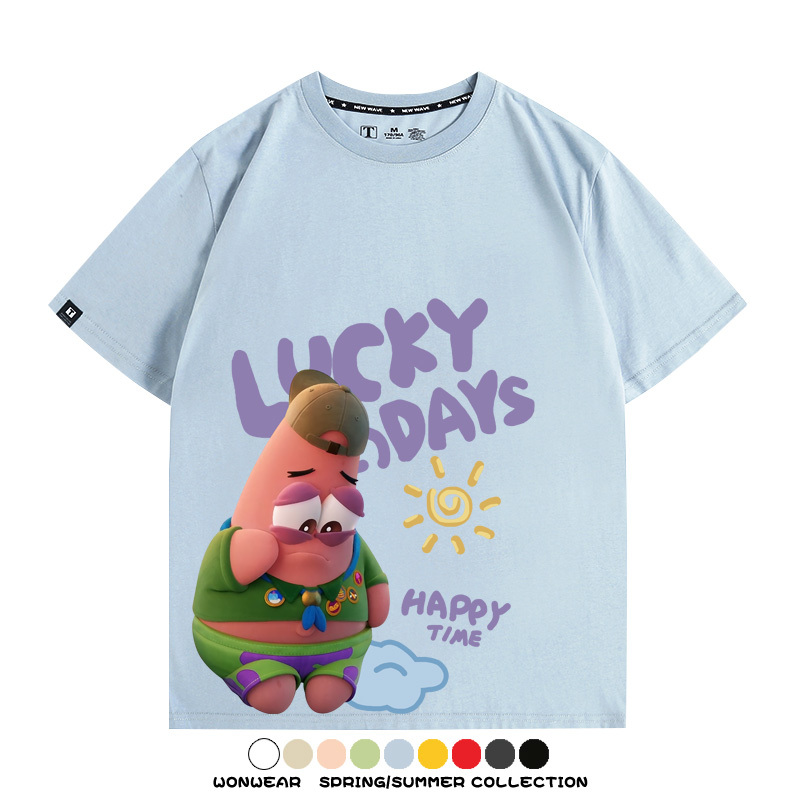 海綿寶寶派大星聯名 親子情侶寬鬆短袖T