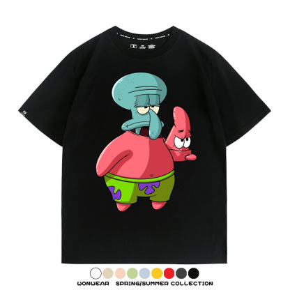 海綿寶寶章魚哥cos派大星 親子情侶裝寬鬆短袖T
