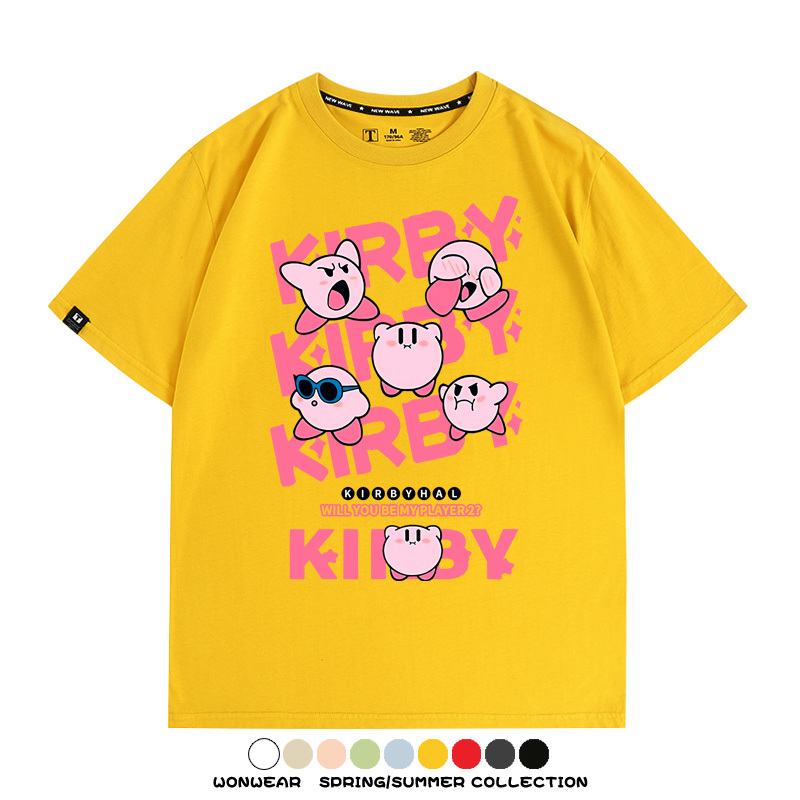 星之卡比任天堂遊戲周邊 親子情侶裝寬鬆短袖T