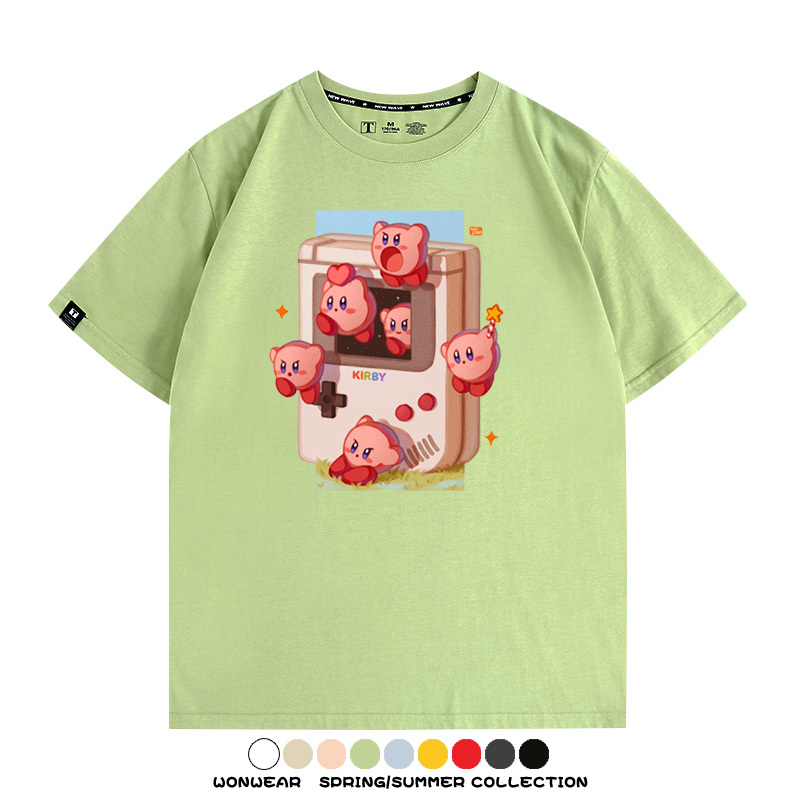 星之卡比任天堂周邊粉色惡魔可愛卡通T恤衫夏季男潮純棉短袖上衣