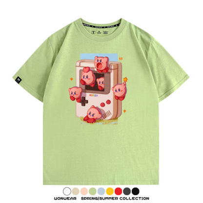 星之卡比任天堂周邊粉色惡魔可愛卡通T恤衫夏季男潮純棉短袖上衣