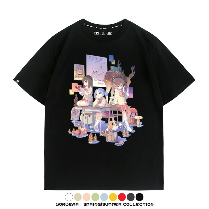 搞笑動漫日常二次元周邊短袖夏季男士純棉T恤衫青少年學生潮上衣