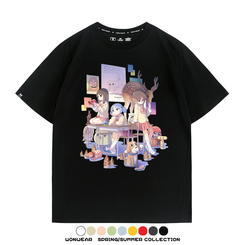 搞笑動漫日常二次元周邊短袖夏季男士純棉T恤衫青少年學生潮上衣