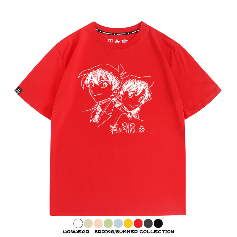 名偵探柯南灰原哀小蘭潮牌情侶原畫聯動周邊短袖夏季純棉T恤寬鬆