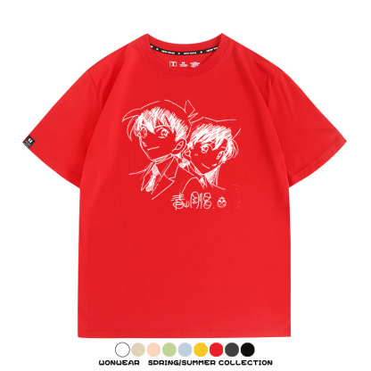 名偵探柯南灰原哀小蘭潮牌情侶原畫聯動周邊短袖夏季純棉T恤寬鬆