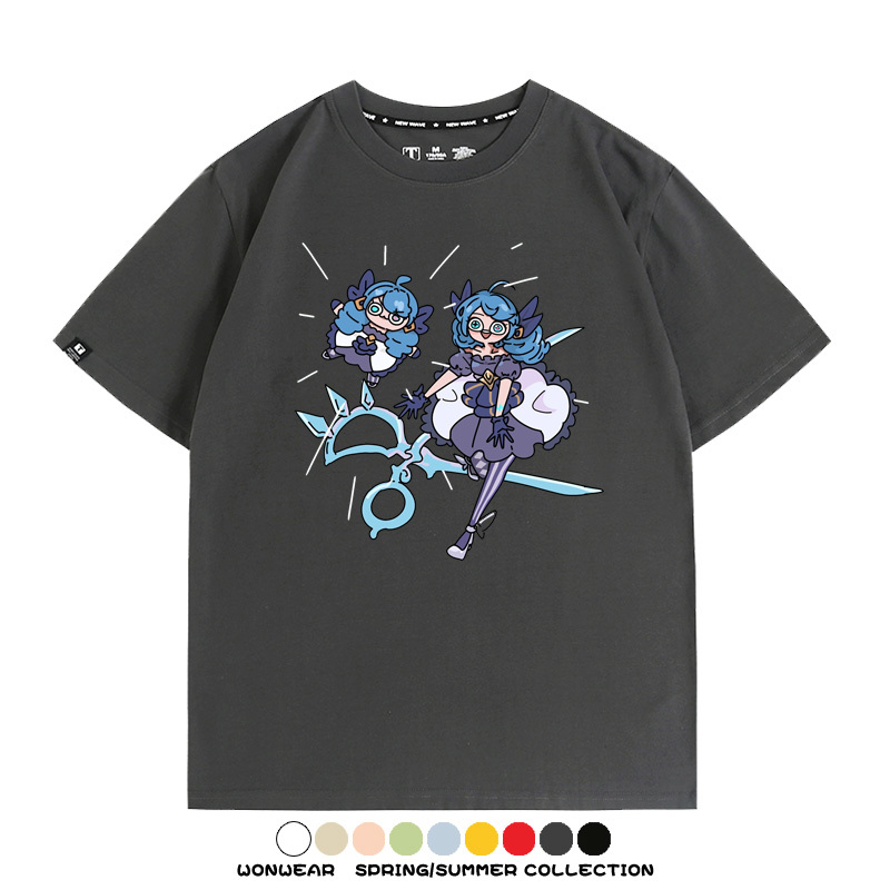 LOL聯盟卡通Q版英雄靈羅娃娃格溫斯莫德周邊短袖夏季男士純棉T恤
