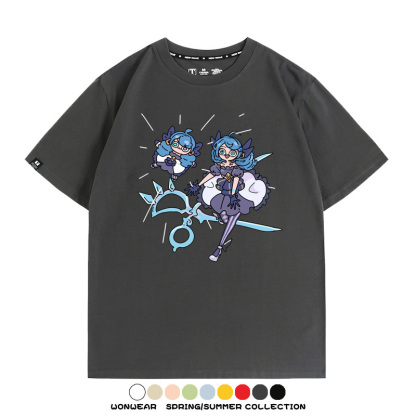 LOL聯盟卡通Q版英雄靈羅娃娃格溫斯莫德周邊短袖夏季男士純棉T恤
