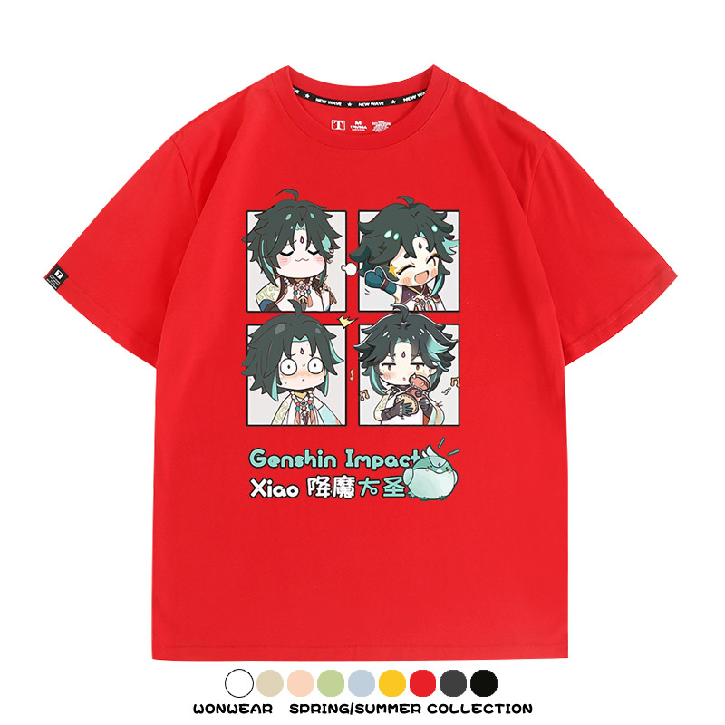 原神遊戲散兵可莉芙寧娜胡桃可愛Q版二次元周邊夏男純棉T恤衫短袖