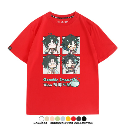 原神遊戲散兵可莉芙寧娜胡桃可愛Q版二次元周邊夏男純棉T恤衫短袖