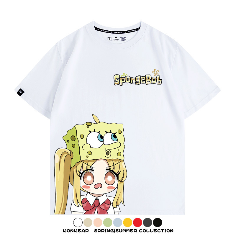 海綿寶寶x孤獨搖滾聯名 親子情侶寬鬆短袖T