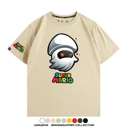 瑪利歐兄弟任天堂周邊短袖游戲卡通蘑菇青少年男寬鬆夏季純棉T恤