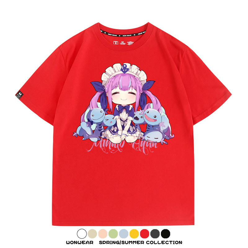 Hololive虛擬主播vtuber湊阿庫婭 親子情侶裝寬鬆短袖T