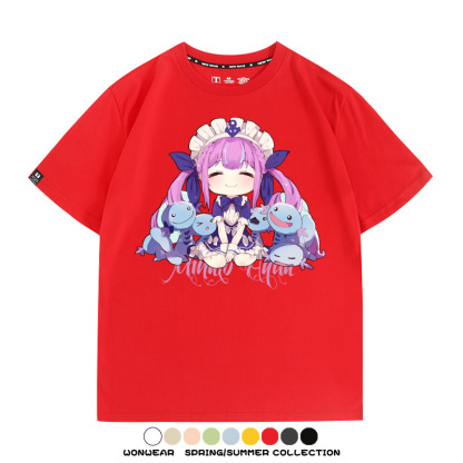 Hololive虛擬主播vtuber湊阿庫婭 親子情侶裝寬鬆短袖T