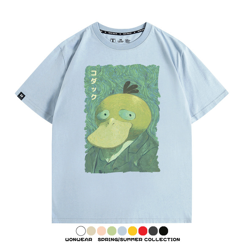 寶可夢可達鴨世界名畫聯名 親子情侶裝寬鬆短袖T