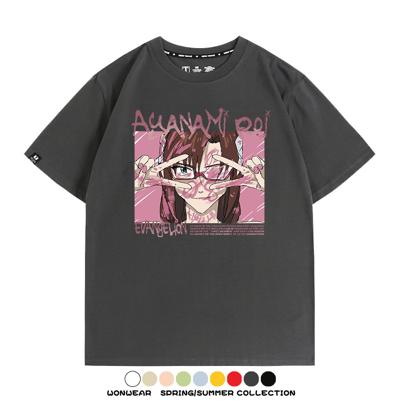 新世紀福音戰士EVA綾波麗明日香褚熏日系潮牌動漫青少年夏純棉T恤