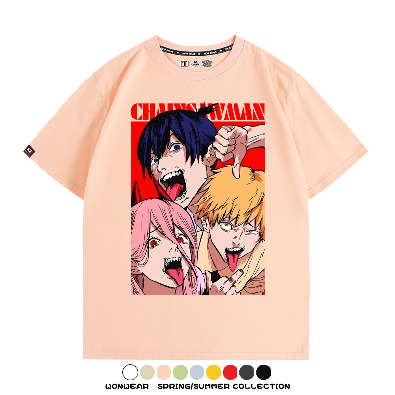 鏈鋸人電次帕瓦動漫聯名 親子情侶裝寬鬆短袖T