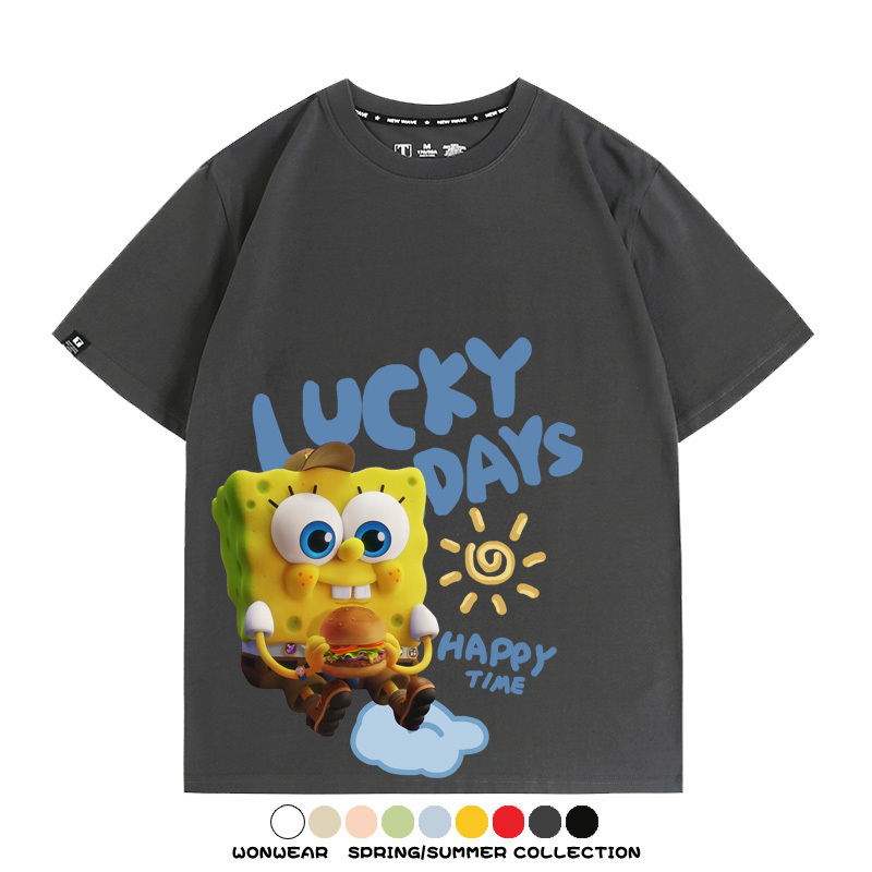 海綿寶寶派大星聯名 親子情侶寬鬆短袖T