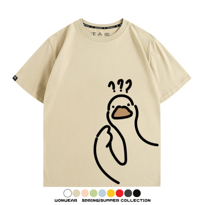 趣味大鵝鴨鴨卡通可愛新款潮流情侶短袖夏季青少年男百搭純棉T恤