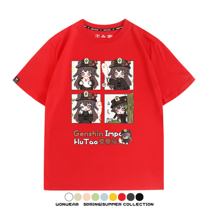 原神遊戲散兵可莉芙寧娜胡桃可愛Q版二次元周邊夏男純棉T恤衫短袖