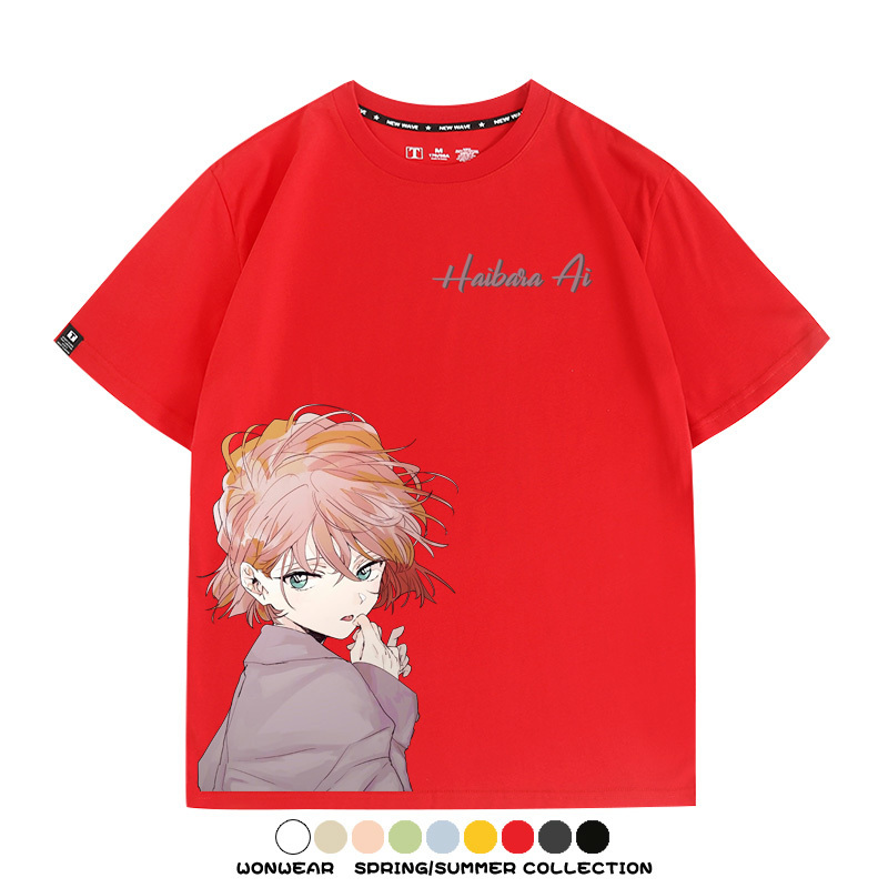 名偵探柯南灰原哀小蘭潮牌情侶原畫聯動周邊短袖夏季純棉T恤寬鬆