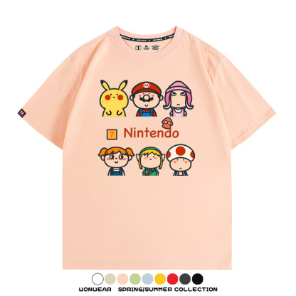 任天堂主機遊戲瑪利歐薩爾達T恤聯動周邊純棉短袖夏季青少年寬鬆