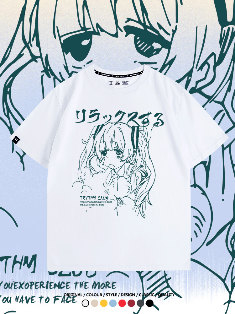 初音未來復古原宿 親子情侶裝寬鬆短袖T