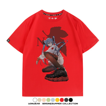 初音未來聯名明日香情侶裝t恤衫EVA二次元動漫周邊純棉短袖上衣服