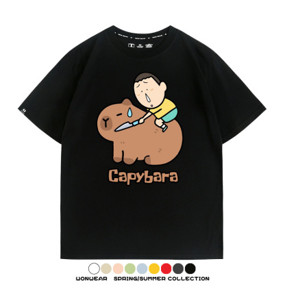 蠟筆小新卡皮巴拉水豚 親子情侶裝寬鬆短袖T